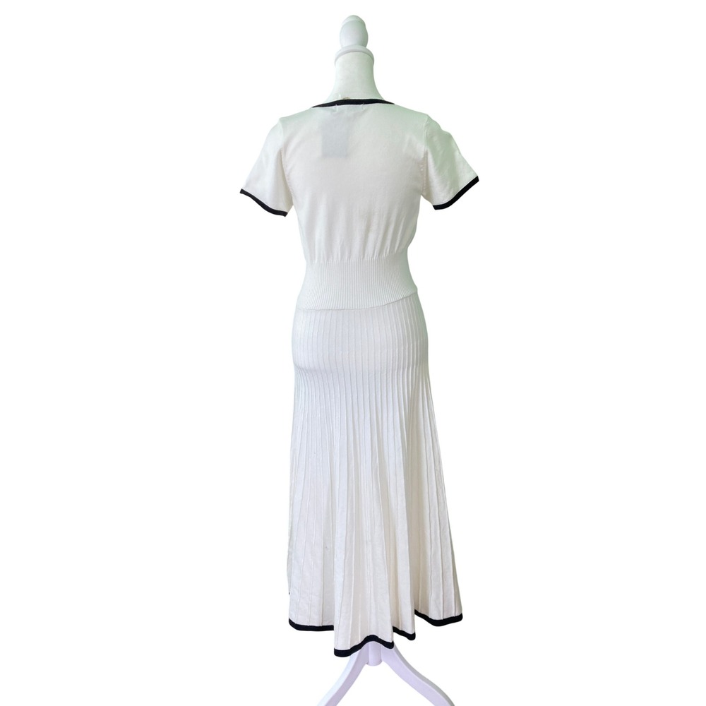 Rihoas White Black Contrasting Sweater Midi Dress Tennis Preppy Babydoll Size M - Picture 9 of 16